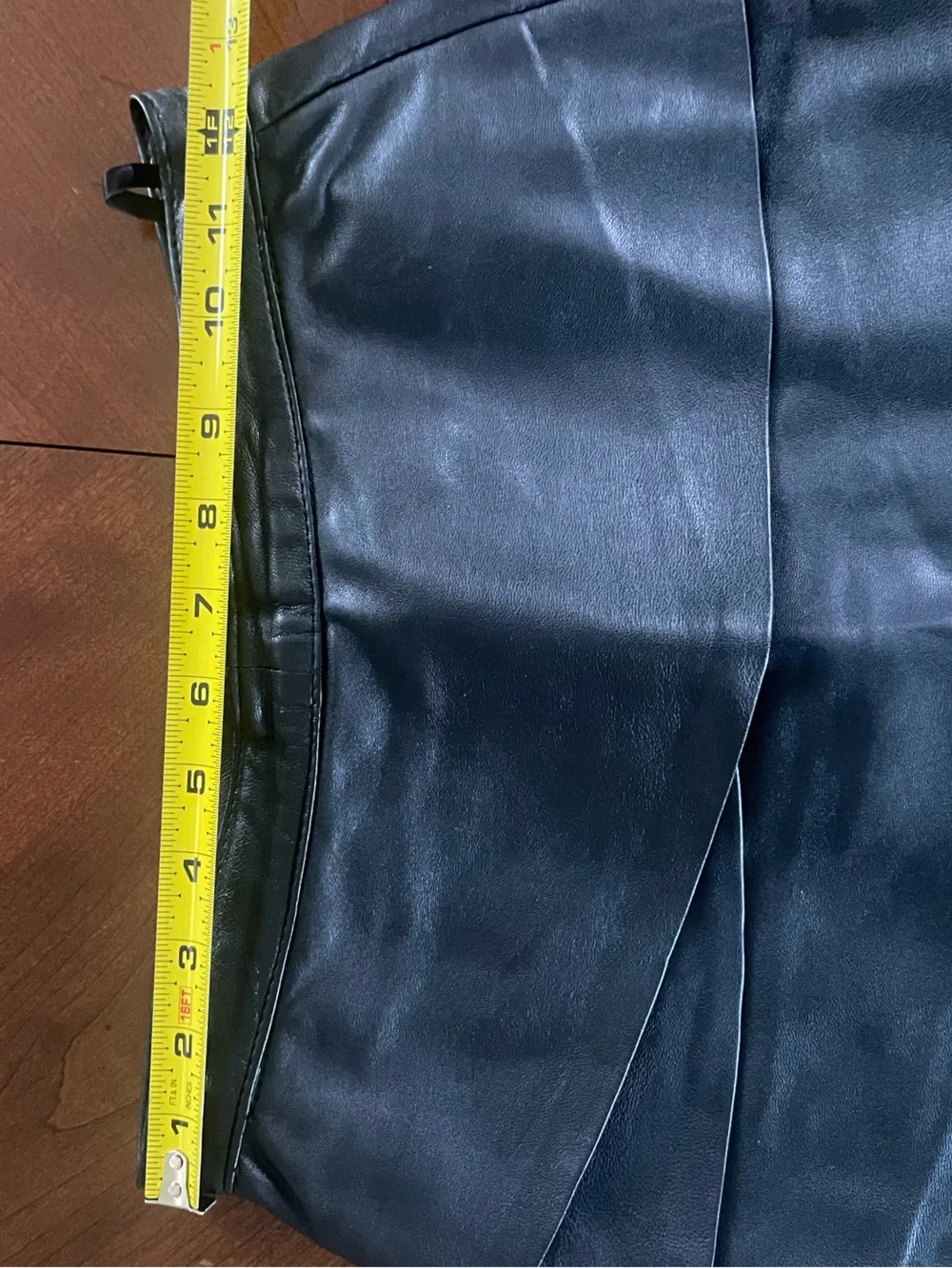 Demir Leather Pencil Skirt Asymmetric Paneled Black Size 4 - Picture 8 of 10